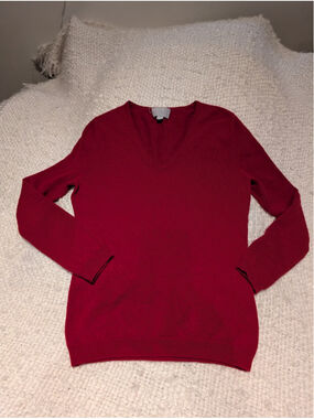 Women's Pure Collection 100% Cashmere V-Neck Sweater Red Size 2